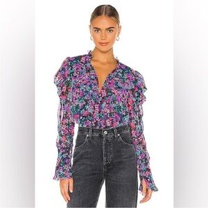 MISA Los Angeles Gemstone Garance Chiffon Blouse Gemstone Floral